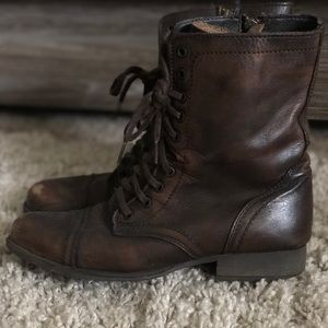 Brown combat boots